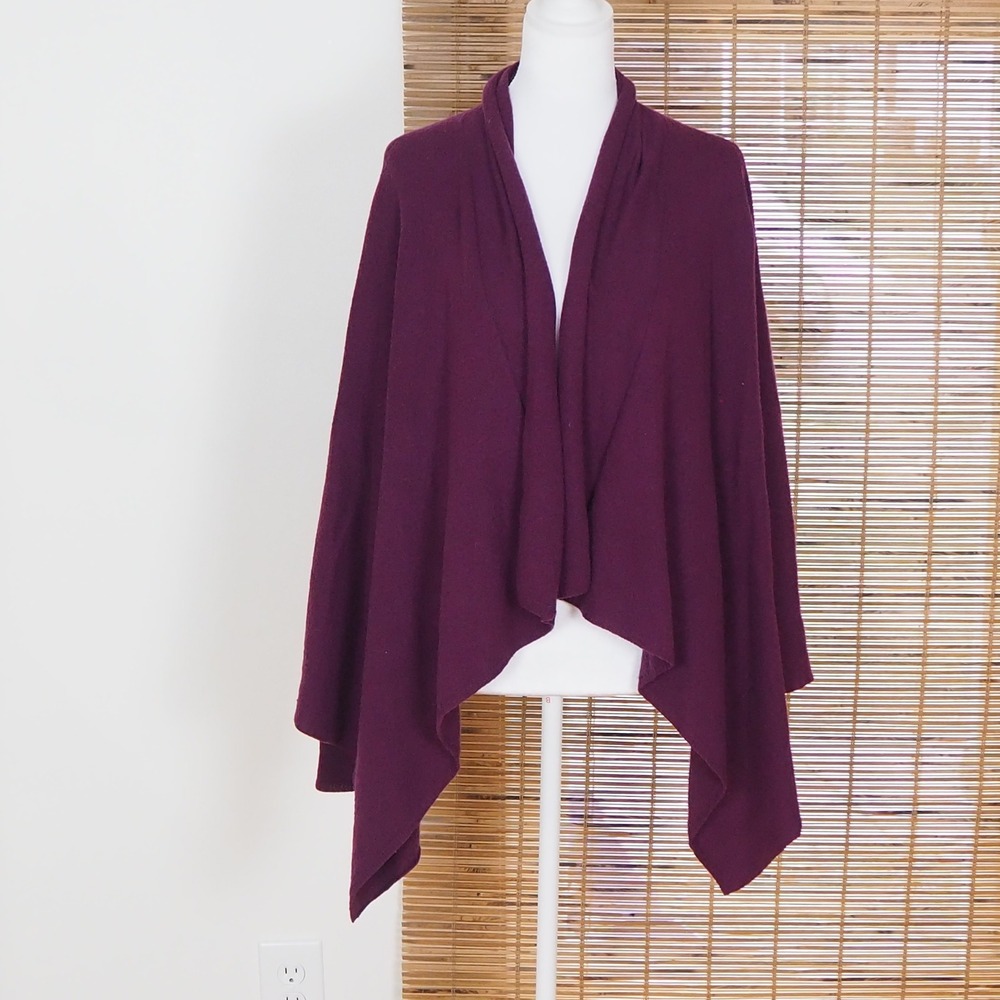 Lord‎ & Taylor 100% Cashmere Drape Front Cardigan Sz Medium Purple Soft Luxury